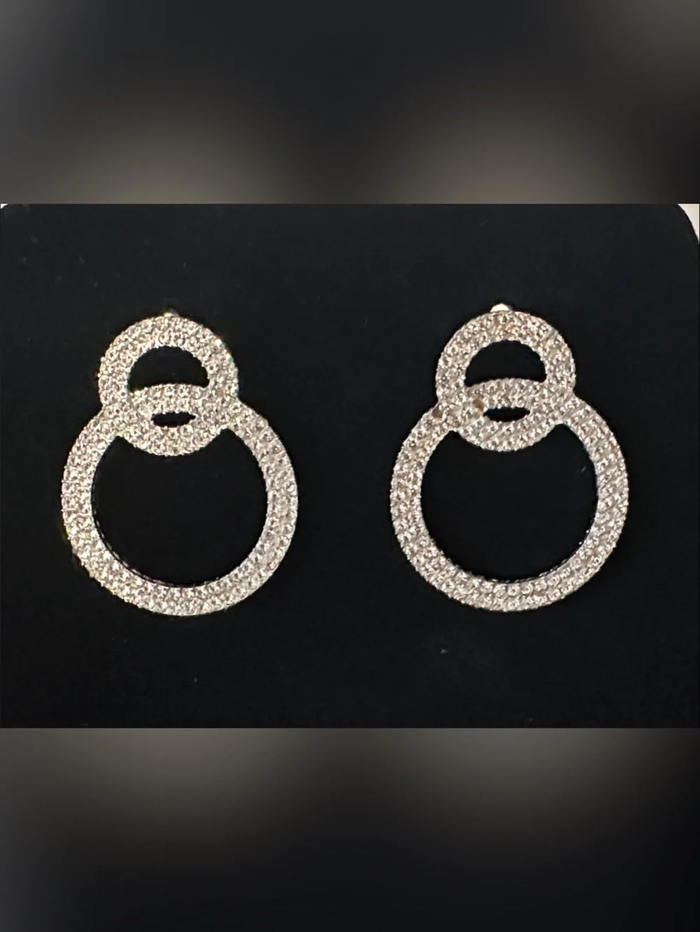 Silver Crystal Interlocking Circle Earrings - Women's Jewelry